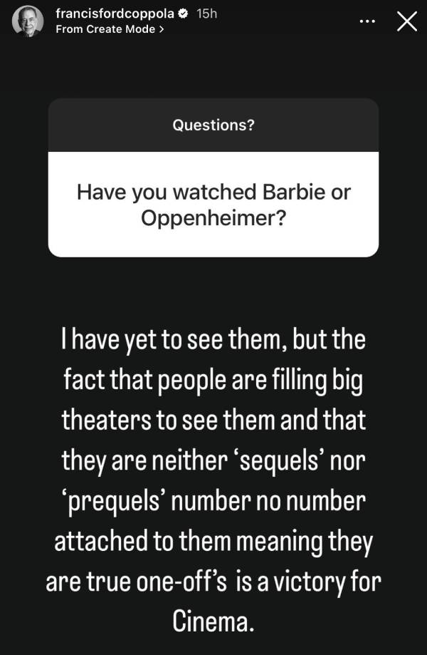coppola opina sobre oppenheimer y barbie