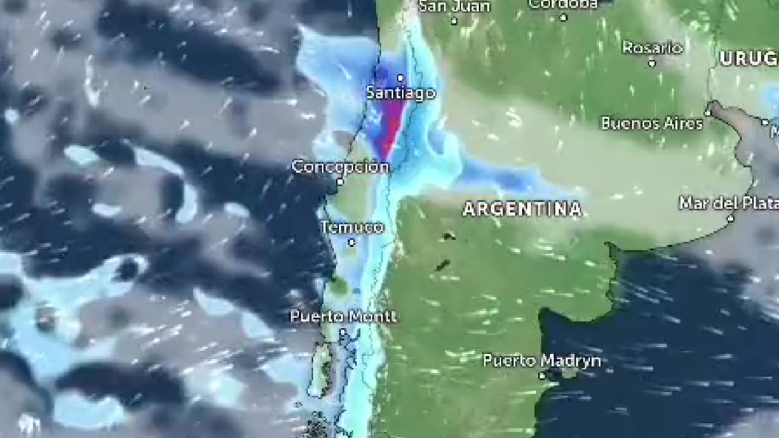 Nuevo sistema frontal podría traer hasta 100 mm de lluvias en la zona central