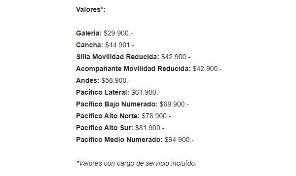 precios de los bunkers en el estadio nacional