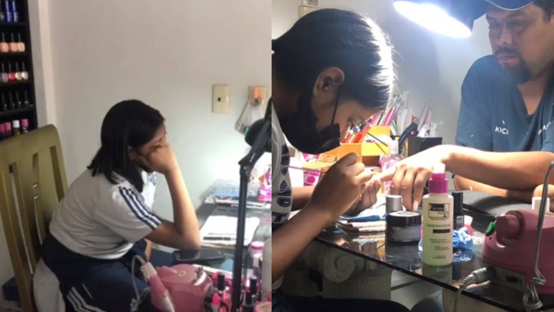 Papá al rescate: Hombre se hizo las uñas con su hija porque modelo la dejó plantada