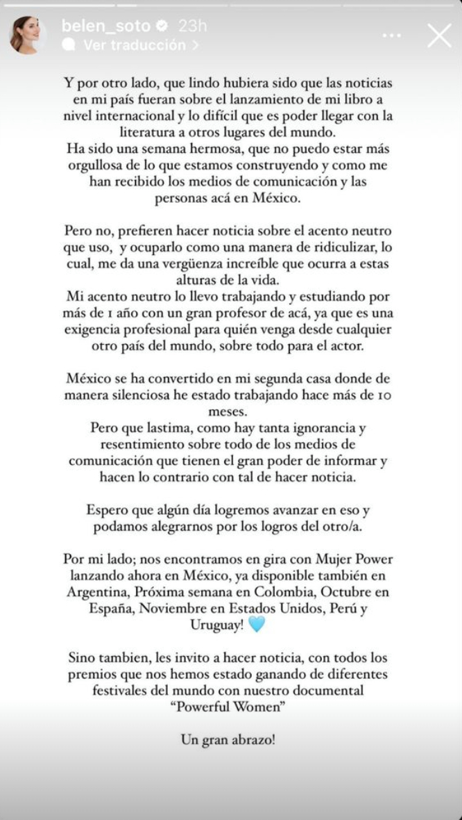 La defensa de Belén Soto a su acento La defensa de Belén Soto a su acento