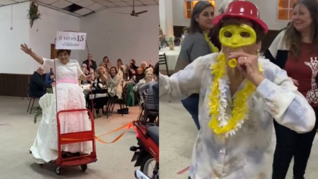 Bisabuela celebró sus 90 años como una quinceañera