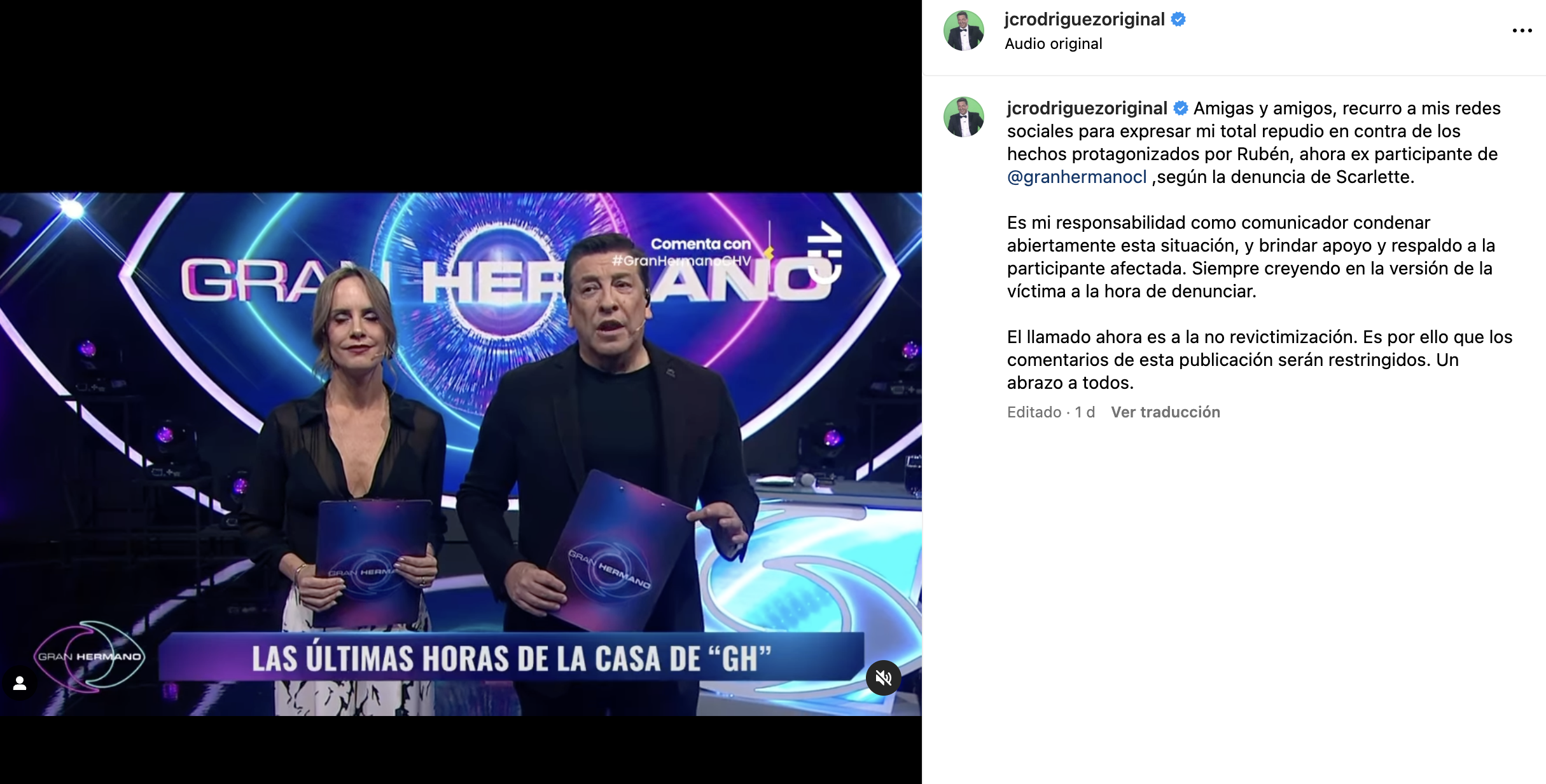JC habló del abuso en Gran Hermano