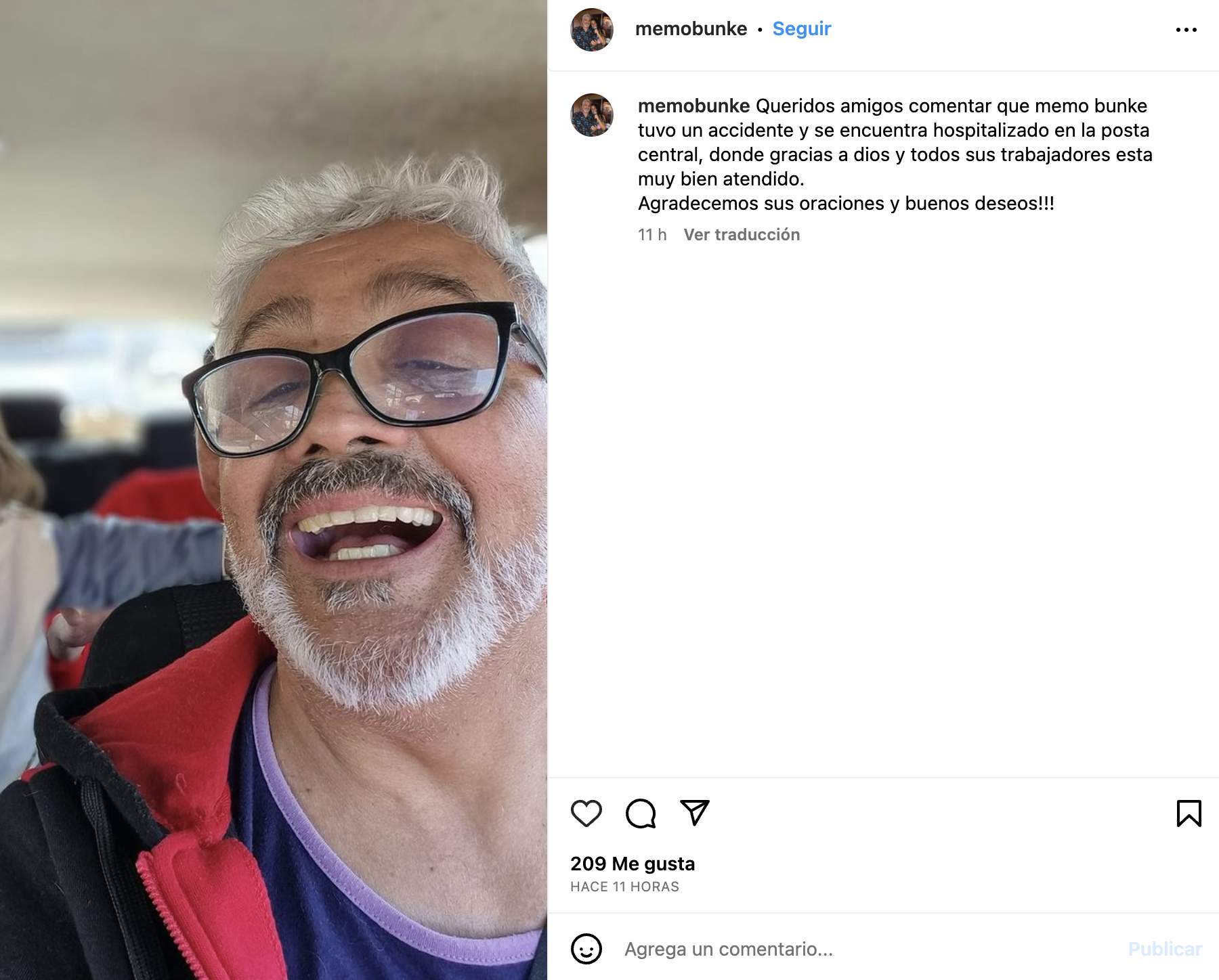 Memo Bunke fue hospitalizado Memo Bunke fue hospitalizado