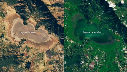   El antes y después de la laguna de Aculeo: NASA captó que volvió el agua 