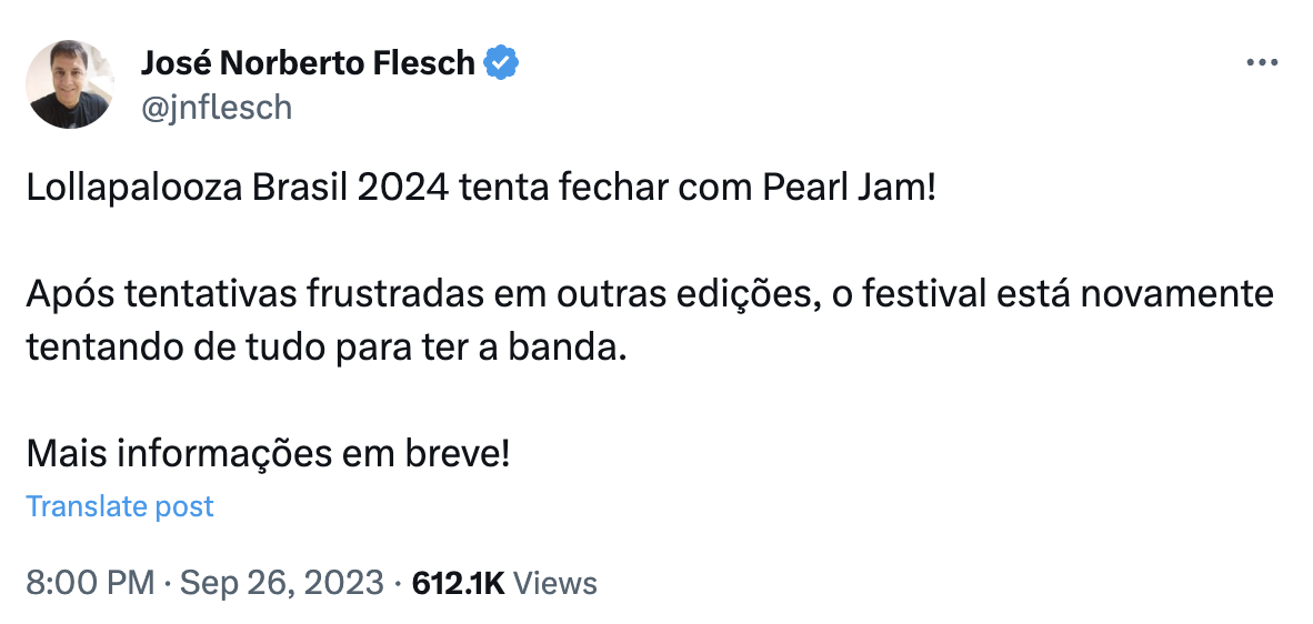 José Norberto Flesh habló de Pearl Jam