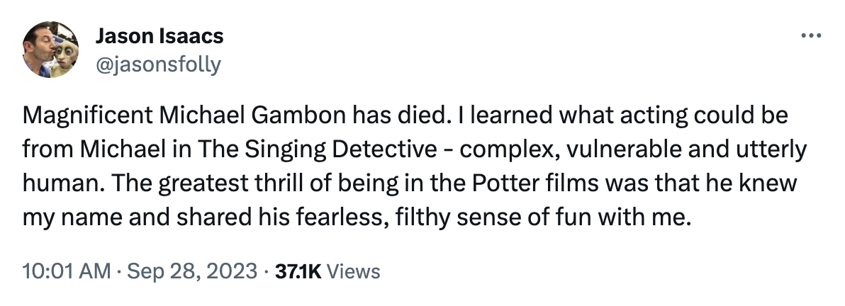 Jason Isaacs Harry Potter Jason Isaacs recuerda a Michael Gambon