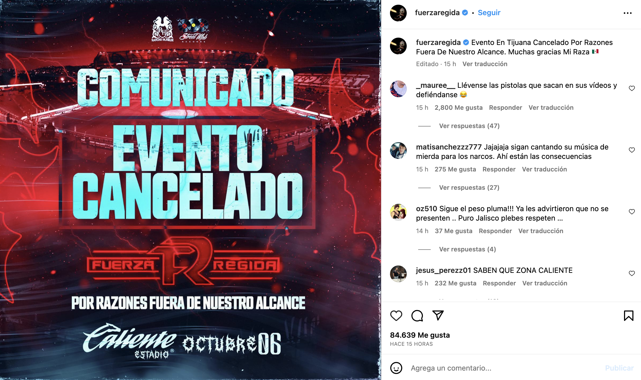 Fuerza Regida shakira Fuerza Regida amenazado de muerte