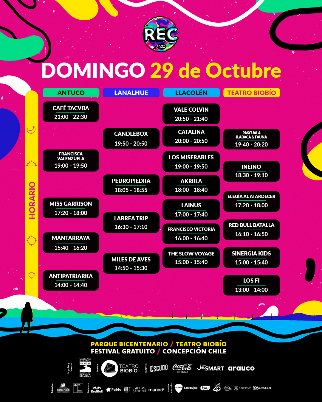 Horarios por día Rec Horarios REC 2023 domingo