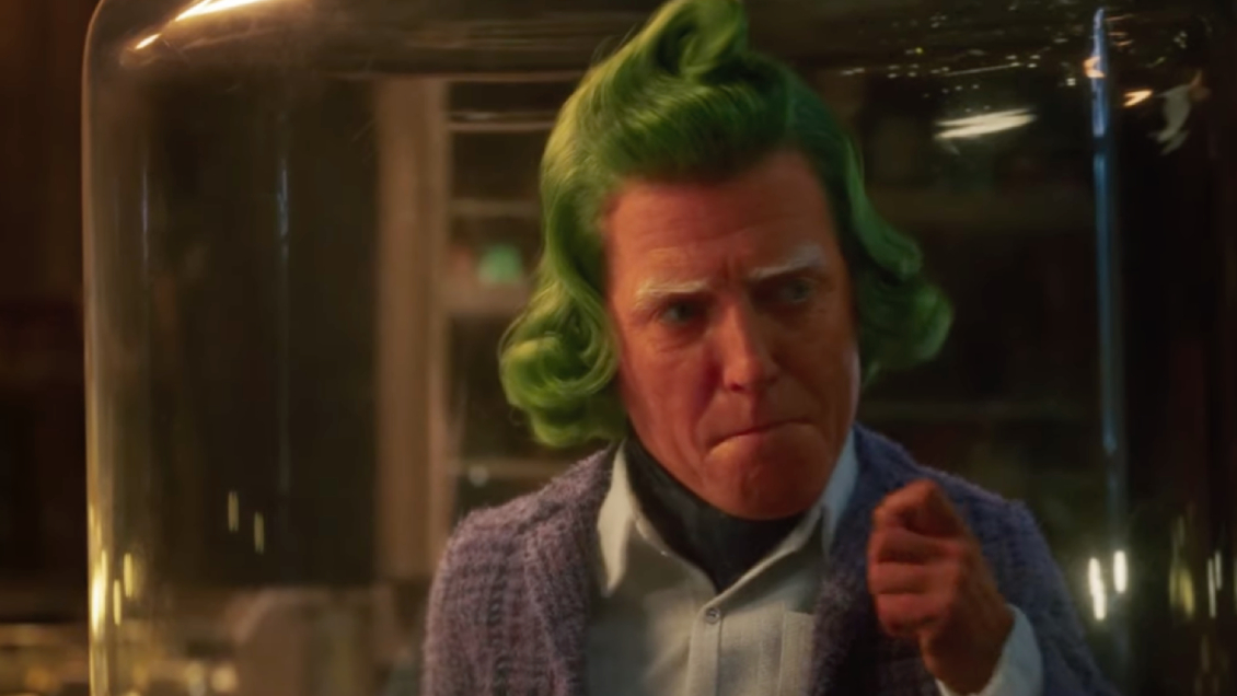 Hugh Grant Oompa loompa wonka Hugh Grant en Wonka