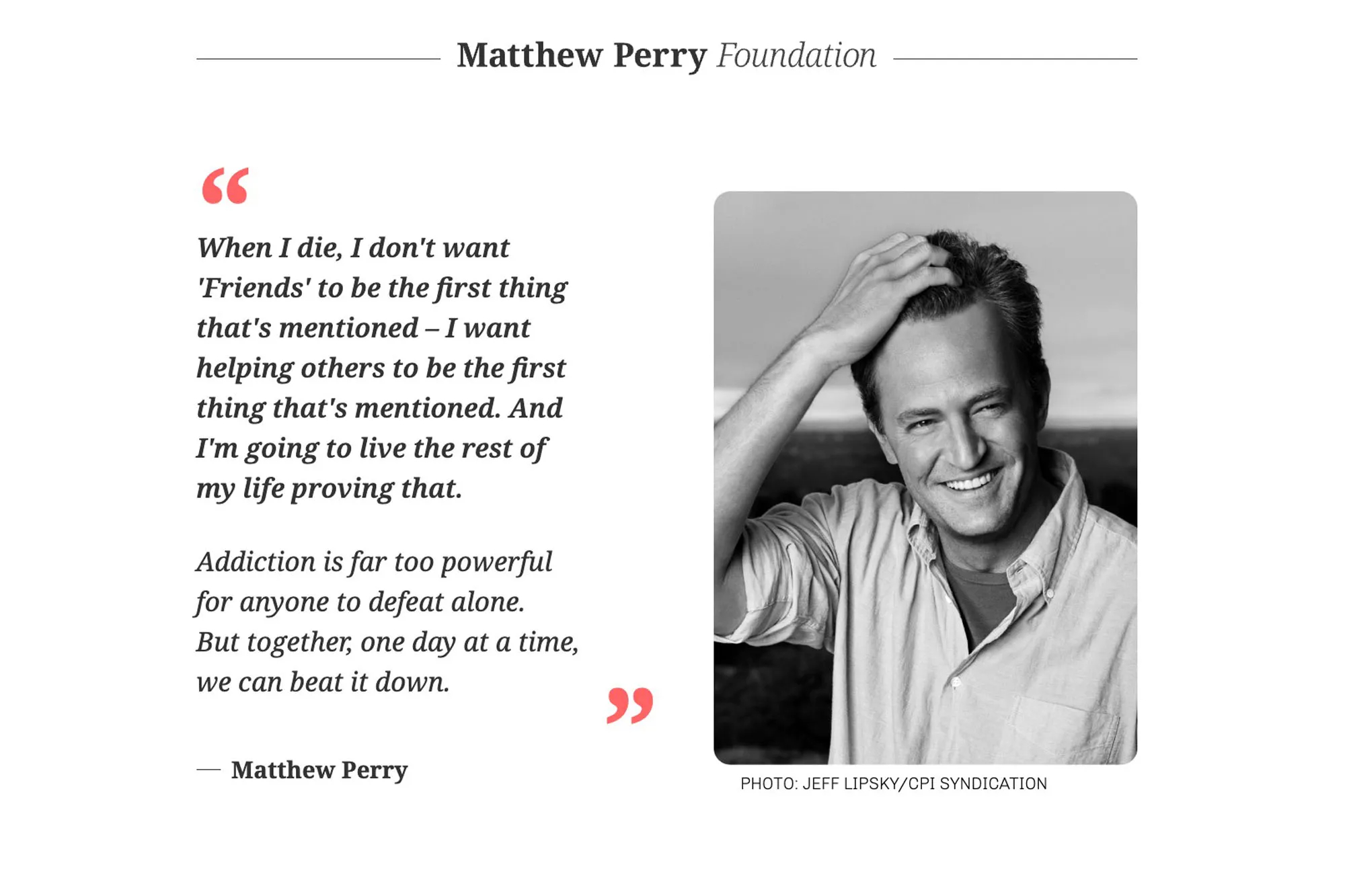 Crearon "The Matthew Perry Foundation