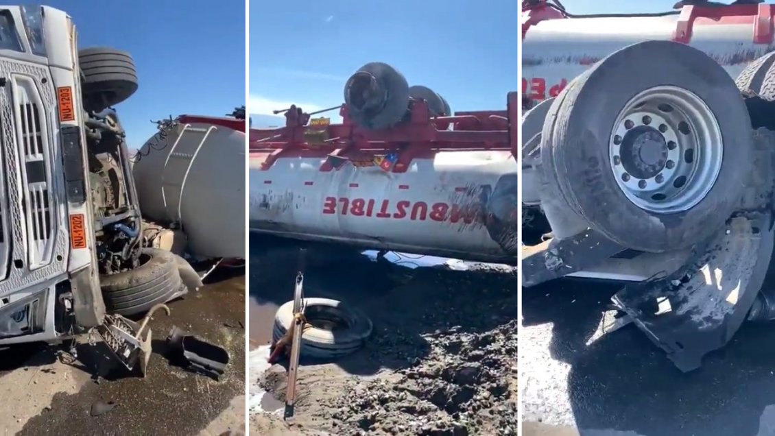 [Video] Derrame de combustible en ruta nortina tras volcamiento del ...