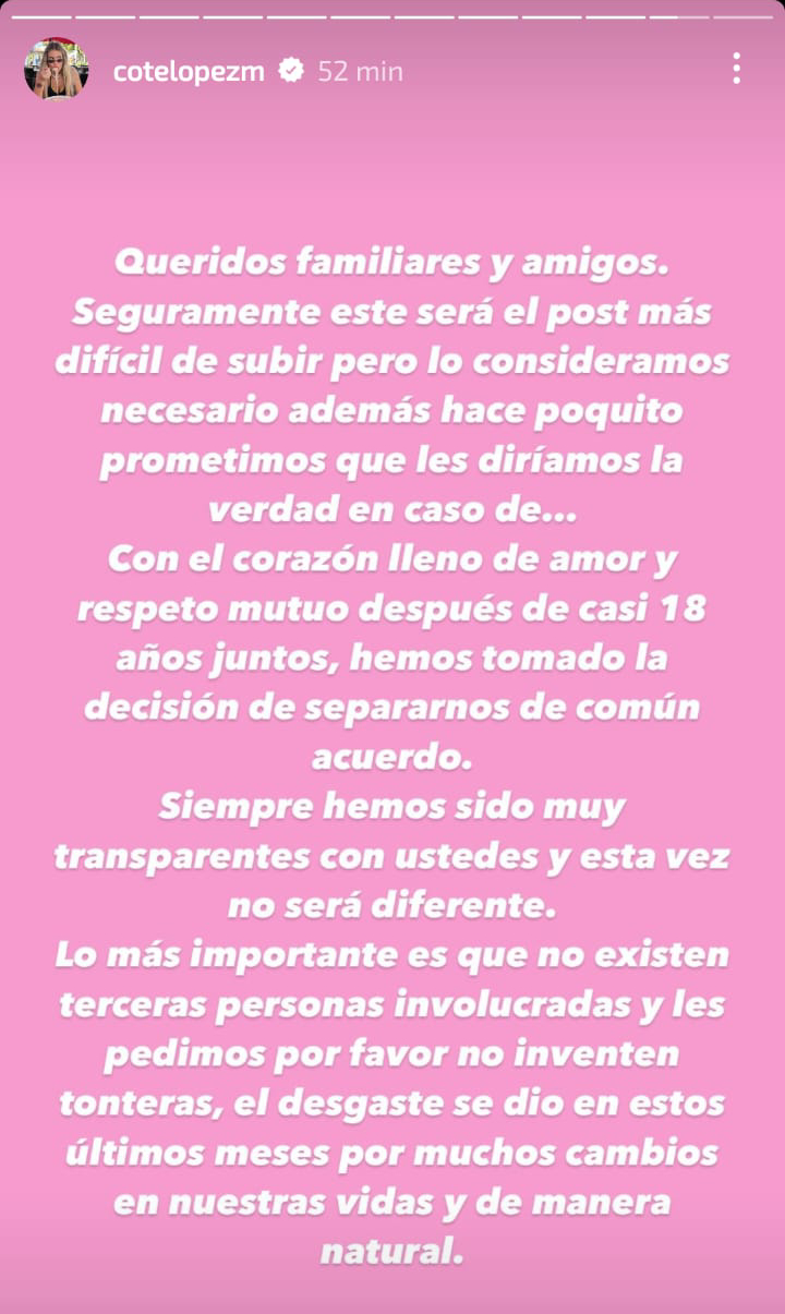 Coté López y Luis Jiménez se separan