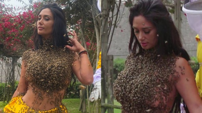 Pamela Díaz se cubrió con miles de abejas en 