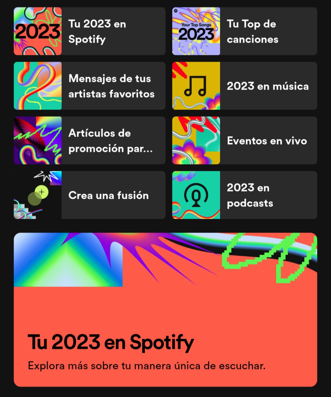 Spotify Wrapped 2023 en la app