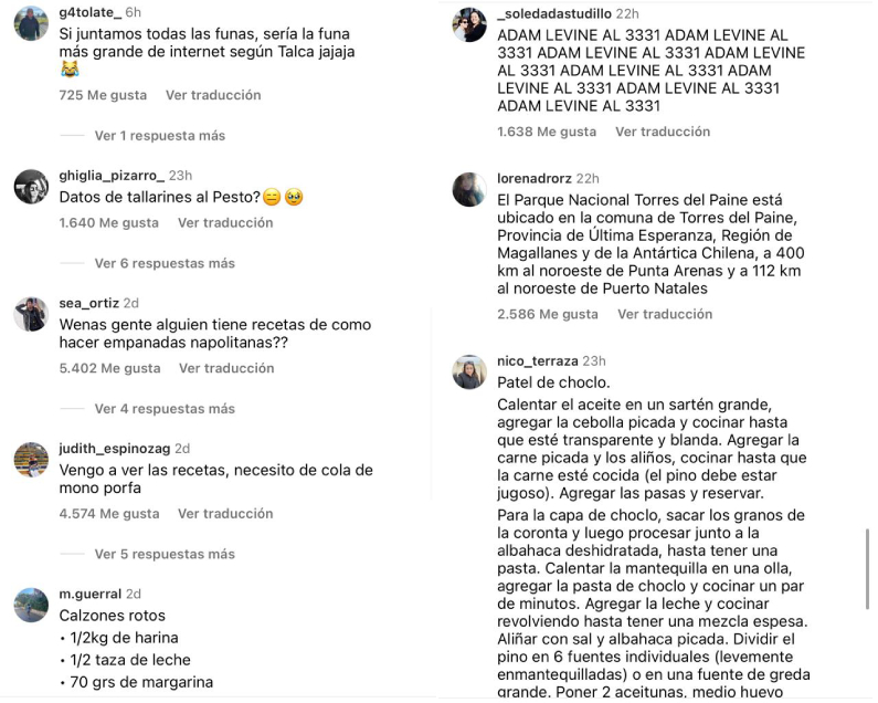 Adam Levine fue troleado por chilenos en Instagram