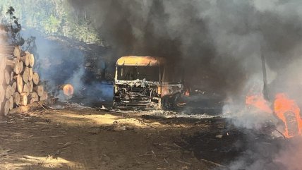   Ataque incendiario destruyó varios camiones en Contulmo 