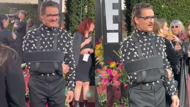 Pedro Pascal llegó a los Globos de Oro con un brazo lesionado