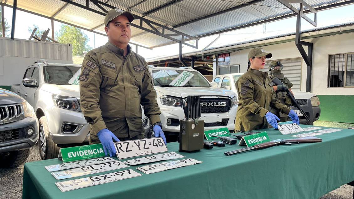 Malleco: Carabineros detuvo a 4 sujetos y recuperó seis vehículos sustraídos en distintas regiones
