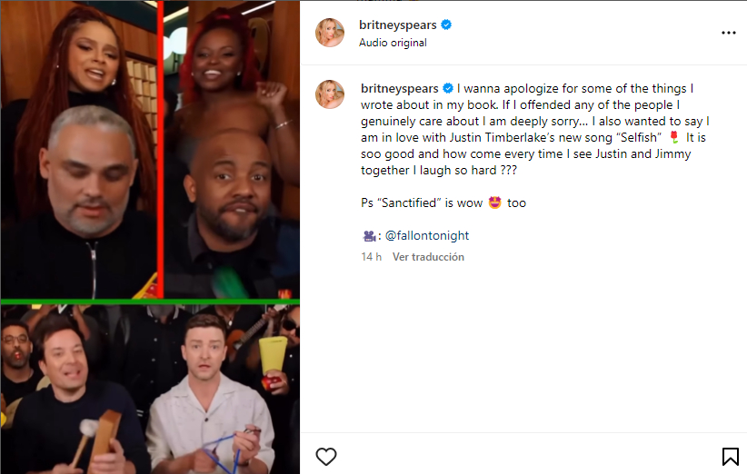 Britney Spears se disculpó públicamente con Justin Timberlake Britney Spears se disculpó públicamente con Justin Timberlake