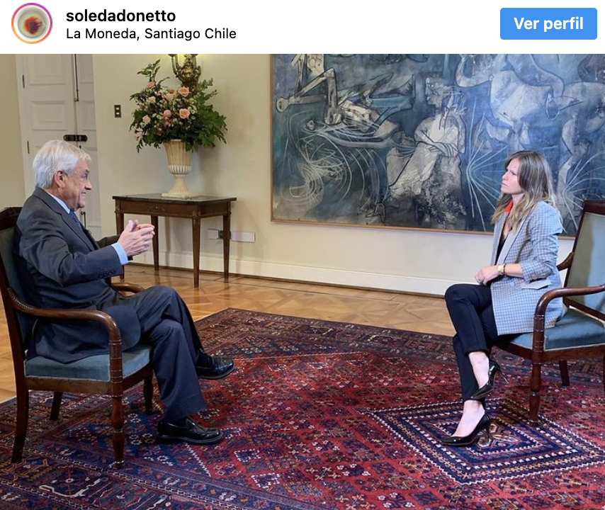 Soledad Onetto entrevistando a Piñera