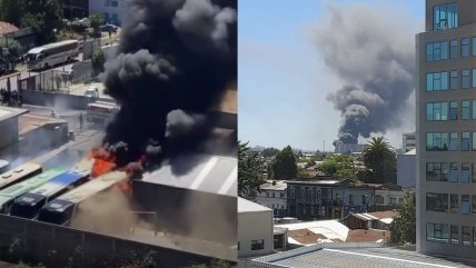   Incendio afectó a taller de buses en Temuco 