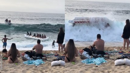  De la felicidad a la angustia: Fuerte ola volcó banano playero en Punta de Tralca  