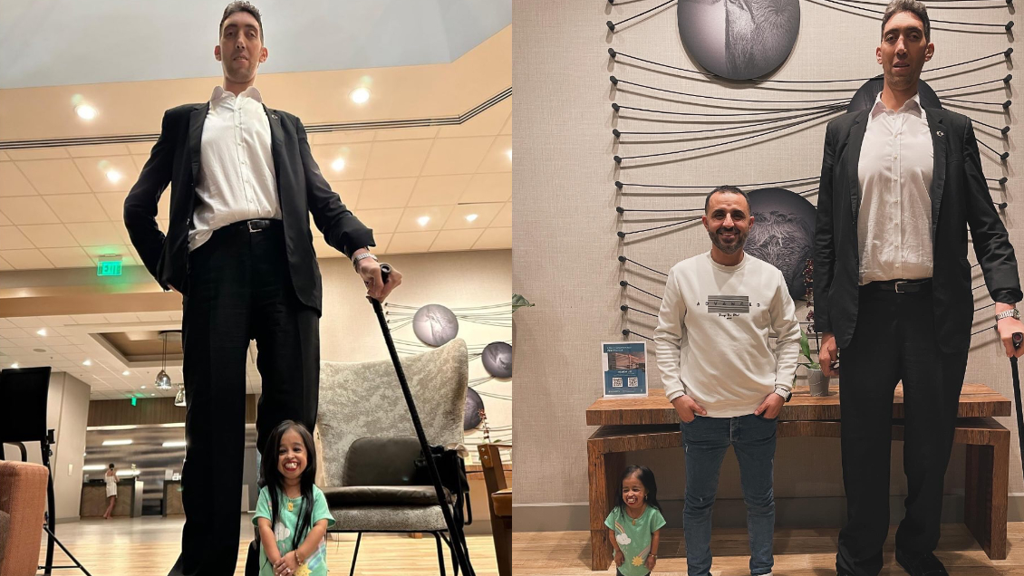 El hombre más alto y la mujer más pequeña del mundo se reencontraron en California