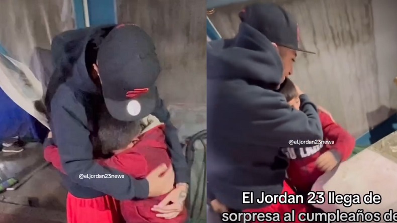 El Jordan 23 junto a niño damnificado por incendios