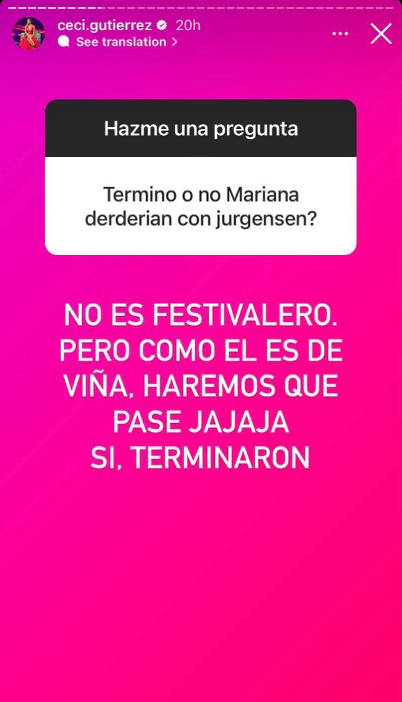 Cecilia Gutiérrez confirmó quiebre entre Mauricio Jürgensen y Mariana Derderián