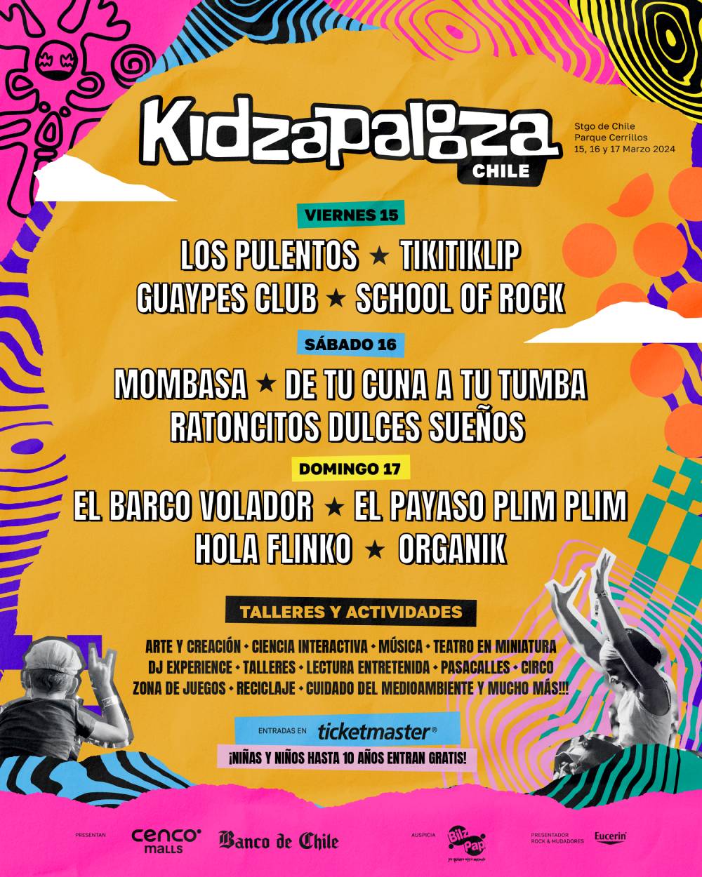 la lista de artistas de kidzapalooza chile 2024