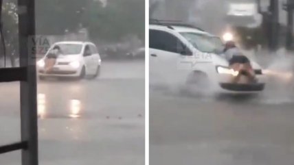   Argentina: Mujer fue arrastrada en el capot de un auto en medio de la lluvia 