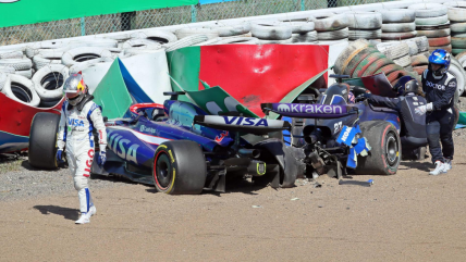   Ricciardo y Albon protagonizaron un choque en la largada del GP de Japón 