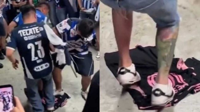   [VIDEO] Cero respeto: Hinchas del Monterrey se burlaron de Messi pisoteando su camiseta 
