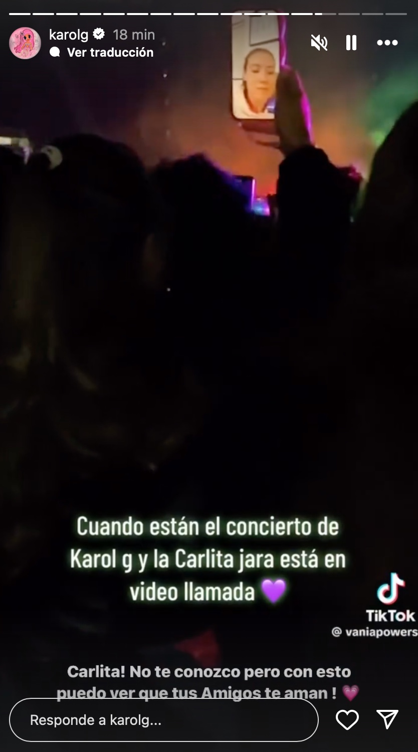 Karol G envía un mensaje a Carla Jara Karol G envía un mensaje a Carla Jara