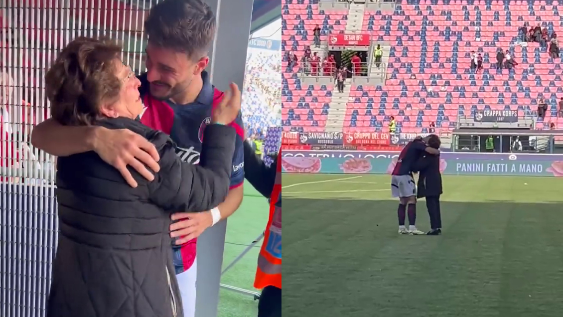 ¡Emotivo! Jugador de Bologna celebró con su abuela tras asegurar cupo en copas europeas