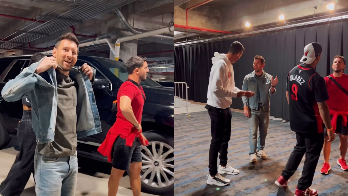 Messi y Suárez fueron apoyar a Miami Heat en el duelo ante los Celtics en la NBA