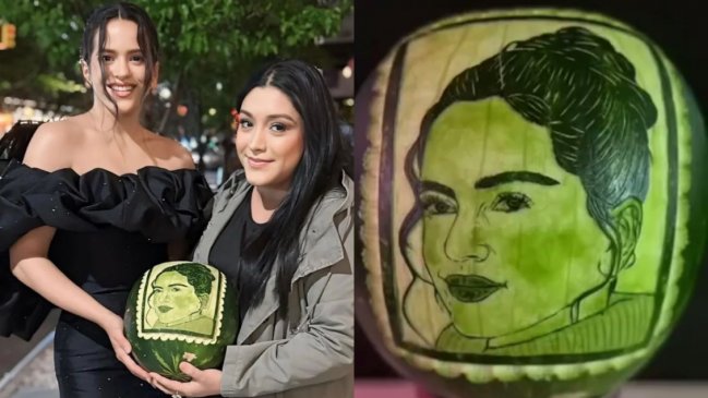 Fan hizo peculiar regalo a Rosalía: talló su cara en una sandía
