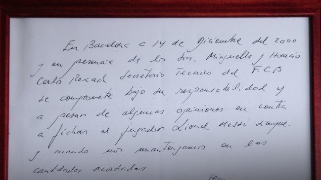 La servilleta con el primer contrato de Messi sale a subasta en Londres por millonaria cifra