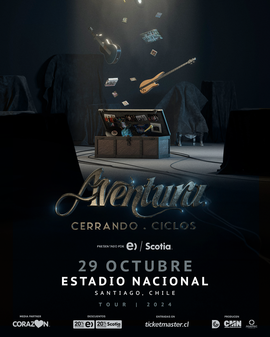 afiche del concierto de aventura en chile este 2024