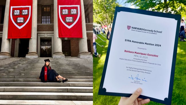   Chilena celebra tras haberse graduado de Harvard: 