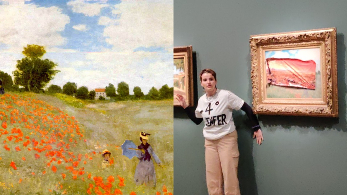 Ecologista pegó un poster 