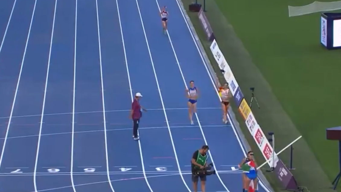 [VIDEO] Atleta española celebró antes de tiempo y perdió medalla en la meta