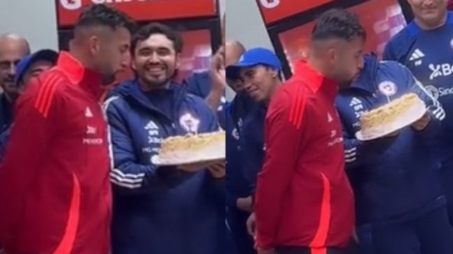 ¡Con torta! La Roja celebró cumpleaños de Isla tras goleada a Paraguay