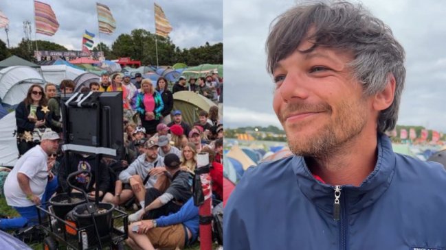 Louis Tomlinson llevó un televisor a Glastonbury para ver partido de fútbol