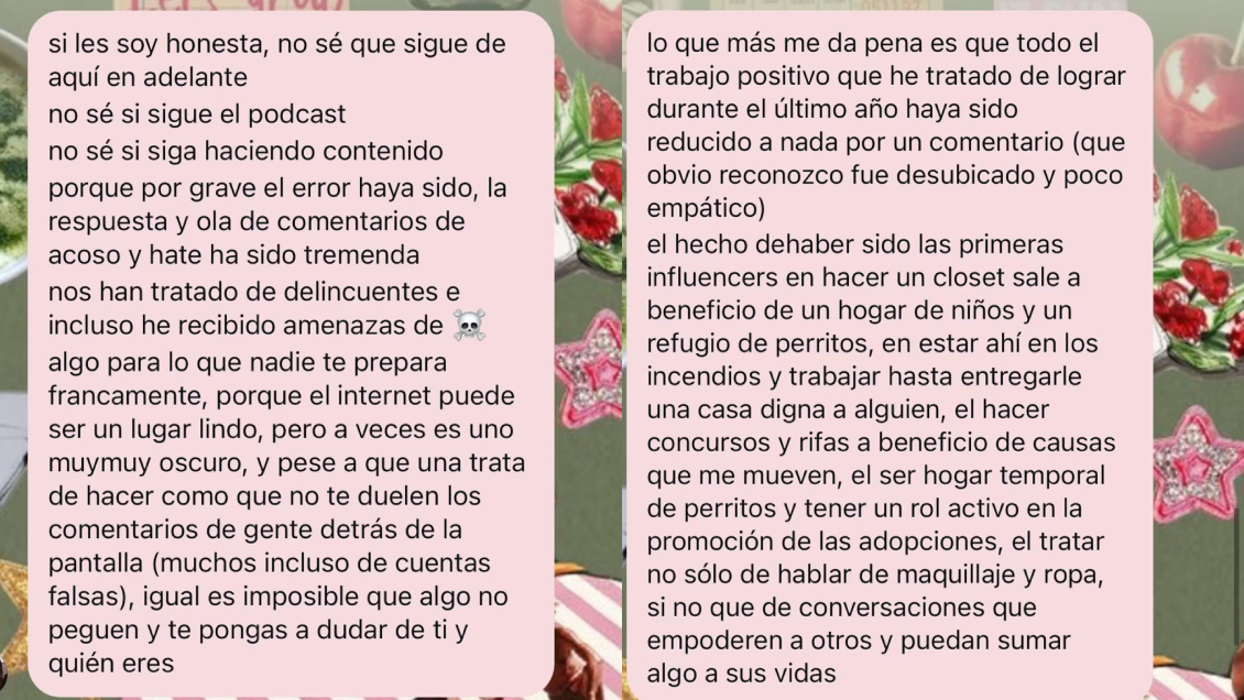 Bea Bravo anunció su retiro temporal de las redes sociales
