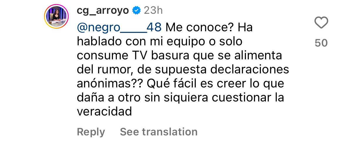 Carmen Gloria Arroyo negó acusaciones de maltrato laboral Carmen Gloria Arroyo negó acusaciones de maltrato laboral