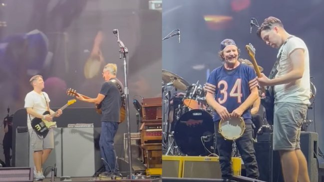 Fue ovacionado: Joven chileno se subió al escenario a tocar junto a Pearl Jam