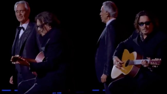 Johnny Depp sorprende al cantar junto a Andrea Bocelli en Italia