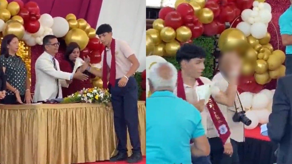 Joven insultó a director en plena ceremonia de graduación: Dejaron fuera a su padre